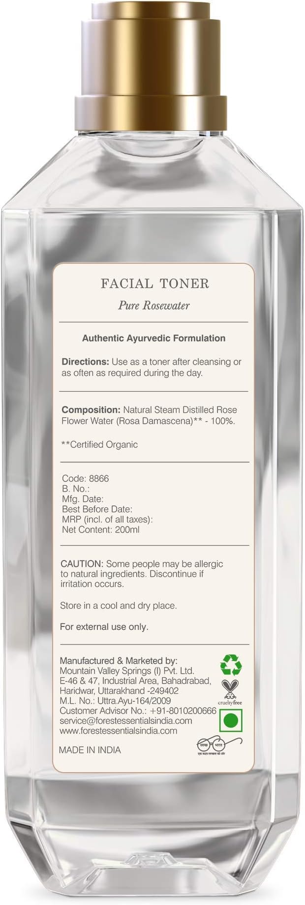Forest Essentials Pure Rose Water Facial Toner, 200ml