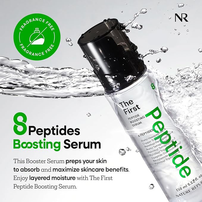 Nature Republic The First Peptide Boosting Serum – Niacinamide, Adenosine, Hydrating & Firming Facial Serum, for Fine Lines & Pores, Korean Skincare, 150ml / 5.07 fl oz