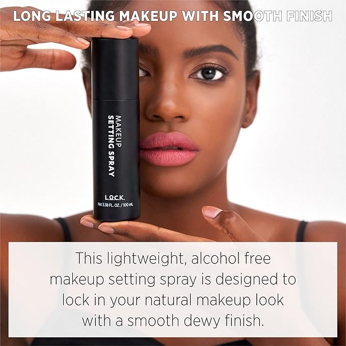 L.O.C.K. Makeup Setting Spray - Makeup Fixing Sealer Spray Mist, Vegan, Lightweight, Alcohol-Free Finish Spray, Long Lasting Natural, Hydrating Face Mist, Premium Quality, Net 3.38 FL. OZ. / 100 mL