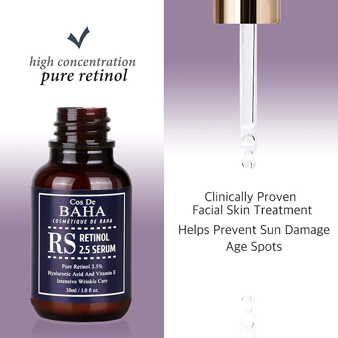 Retinol 2.5% Solution Facial Serum with Vitamin E - Facial, Age Spot Remover, High Strength Solution for Face without a Prescription, 1 Fl Oz (30ml)