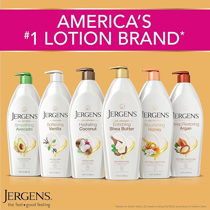 Jergens Hydrating Coconut Body Lotion, Hand and Body Moisturizer, Infused with Coconut Oil, Hydrates Dry Skin Instantly, Dermatologist Tested, 16.8 oz, Pack of 3