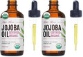 Kate Blanc Cosmetics Organic Jojoba Oil for Hair, Skin & Face (2oz, 100% Pure, Cold Pressed, Natural). Gua Sha Oil for Face & Dermaplaning (Pack of 2)