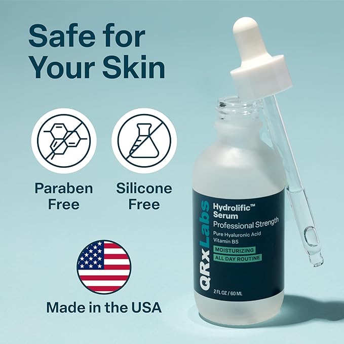 QRxLabs Hyaluronic Acid Serum - Hydration Serum for Face Anti Aging with Vitamin B5 - Face Hydration & Elasticity Boost - Essential Facial Care Formula - 2 Fl Oz, Pack of 1