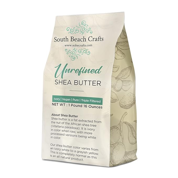 100% Raw Unrefined Shea Butter African Grade A 1 Pound (16 oz) for Shea Creams, Soap Making, Skin, Hair and More