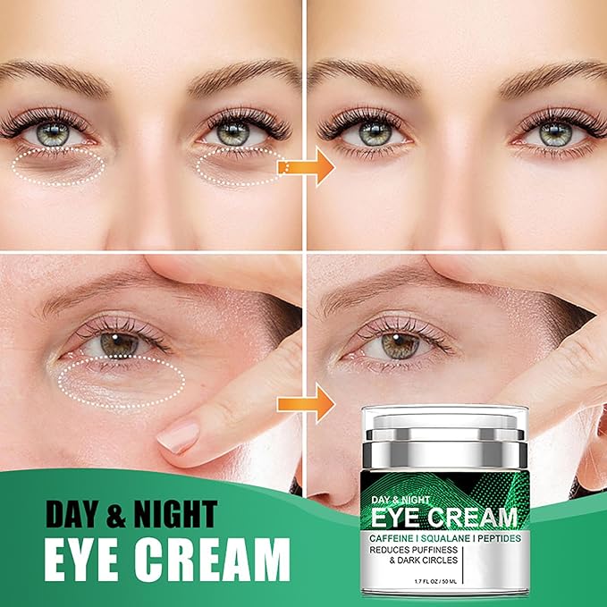 Grospe Caffeine Eye Cream for Puffiness and Bags Under Eyes Daily Anti-Wrinkle Cream Collagen Peptide Eye Cream Day and Night Reduce The Look Of Aging Line Smoothing Skin Care 1.7 FL OZ,1 Pack
