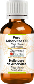 Greenwood Essential Pure Arborvitae Oil (Thuja plicata) Natural Therapeutic Grade Cold Pressed 15ml (0.50 oz)