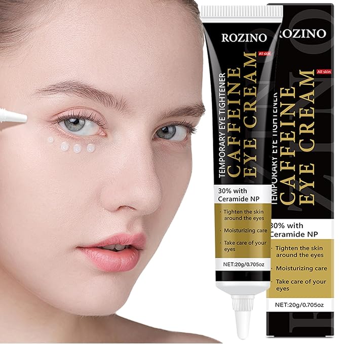 Caffeine Eye Cream for Dark Circles & Puffiness, Hydrating Under Eye Treatment with Ceramides, Coconut Oil, Fights Fine Lines, Lightweight Formula (0.7OZ)