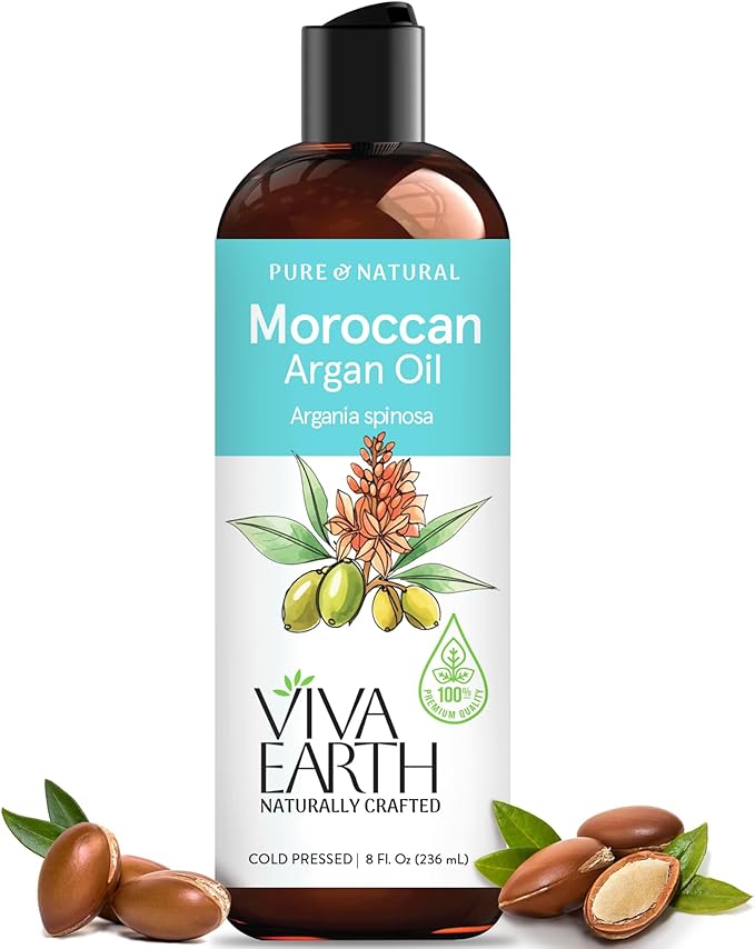Argan Oil of Morocco – 100% Pure Cold Pressed Argan Oil for Hair, Face & Body – Lightweight Deep Moisturizing Oil for Dry, Damaged Hair & Skin – 8 Fl Oz – Aceite de Argan
