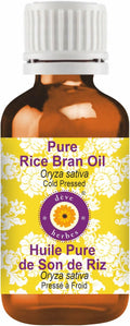 dève herbes Rice Bran Oil (Oryza Sativa) | Cold Pressed | Pure | Natural | Undiluted | For Diluting Essential oils | For Hair, Skin & Massage | Non-Sticky| Lightweight| Men & Women | 10ml (0.33 oz)