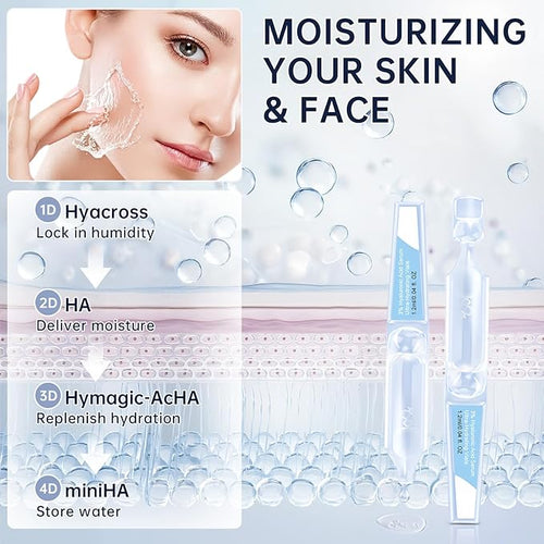3% Hyaluronic Acid Serum Ultra-Hydrating Vials, 30pcs Hyaluronic Acid Tubes, Wake Nature Perfection, Hyaluronic Serum for Face, Ultra Hydrating Essence with Collagen & Hyaluronic