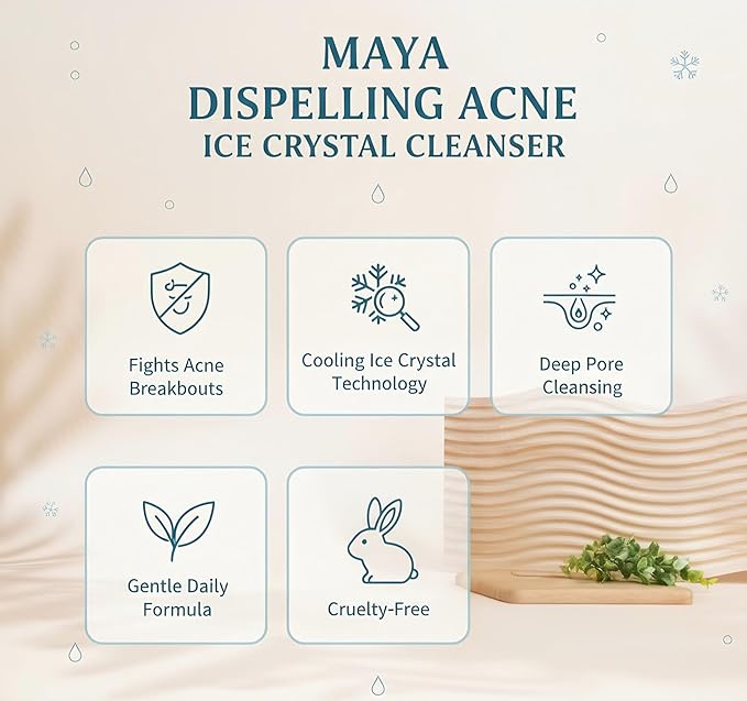 MAYA Ice Crystal Salicylic Acid Cleanser – 2% BHA Acne Face Wash with Green Tea and Bamboo, Exfoliating Ice Scrub, Removes Dead Skin & Clears Pores – 120 g