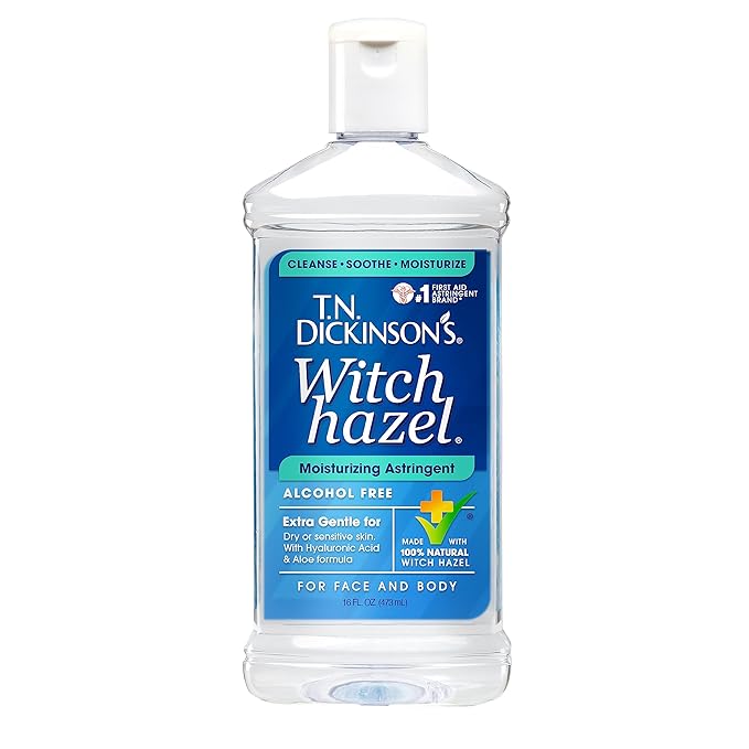 T.N. Dickinson's 16 oz 100% Natural Witch Hazel Moisturizing Astringent & vH Essentials 6 Fl Oz Tea Tree Oil & Prebiotic Feminine Wash
