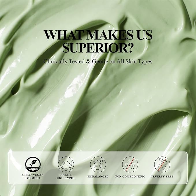 Deep Cleansing Green Clay Face Mask, with Marine Minerals & Repair Mud, 5.3 oz Large Size – Hydrating Mud Mask with Brush, Zero Pore Blackhead Mud Facial Mask for All Skin Types