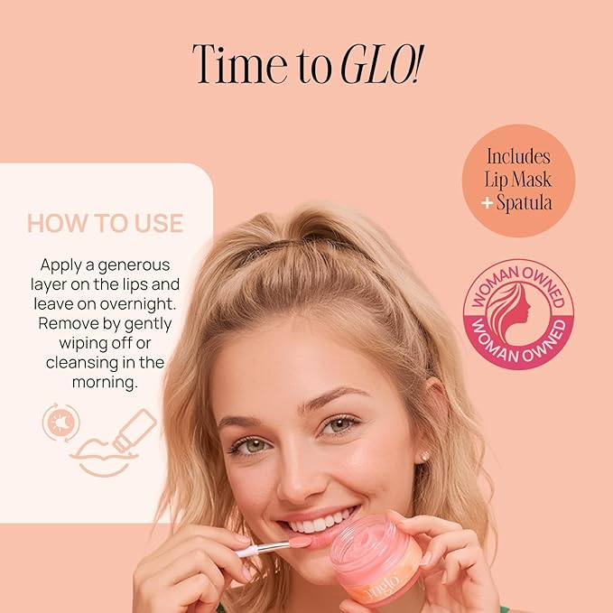YUGLO Lip Sleeping Mask | Peach Flavor | Hydrating & Soothing Lip Treatment for Dry, Chapped Lips | Plumps & Moisturizes | Overnight Lip Repair