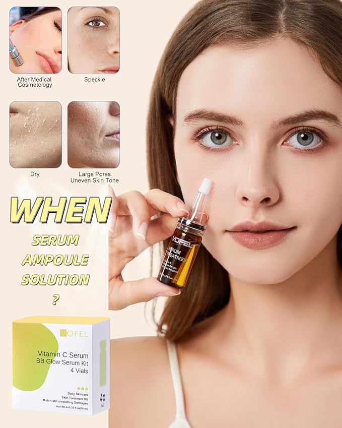 Vitamin C Serum for Face Hyaluronic Acid Serum Anti Aging Moisturizer 0.35 oz 4 Vials Facial Serums (4pc new vc kit)