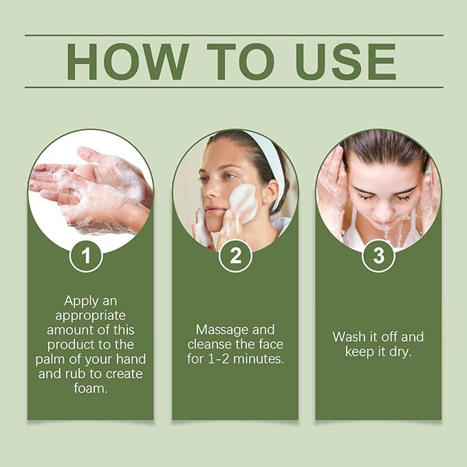 Mung Bean Foam Cleanser, pH-Balanced Purifying Face Wash, Gently Cleanses Excess Oil & Dirt for Smooth, Refreshed Skin, Daily Facial Cleanser for Oily & Combination Skin