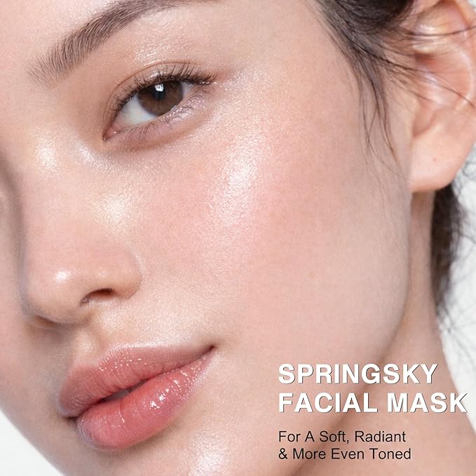 SPRINGSKY Hydrating Face Mask with Natural Cactus & Centella Asiatica, Moisturizing Sheet Mask for Dry Sensitive Skin, 24HR Deep Hydration Soothing for Radiant Glow, Korean Skincare, 4 Count