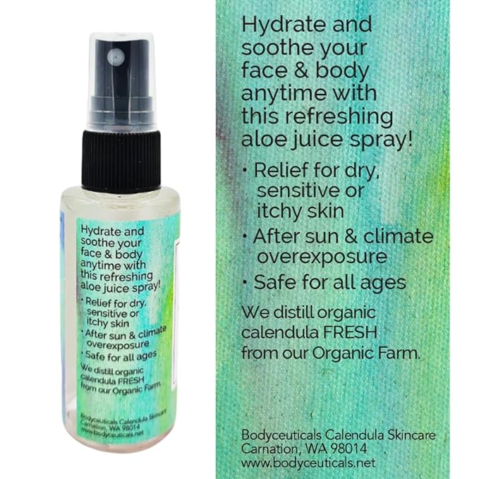 Calendula and Aloe Hydrating Facial Mist with Organic Aloe Vera and Calendula – Vegan, Non-GMO – 2 oz Spray Bottle