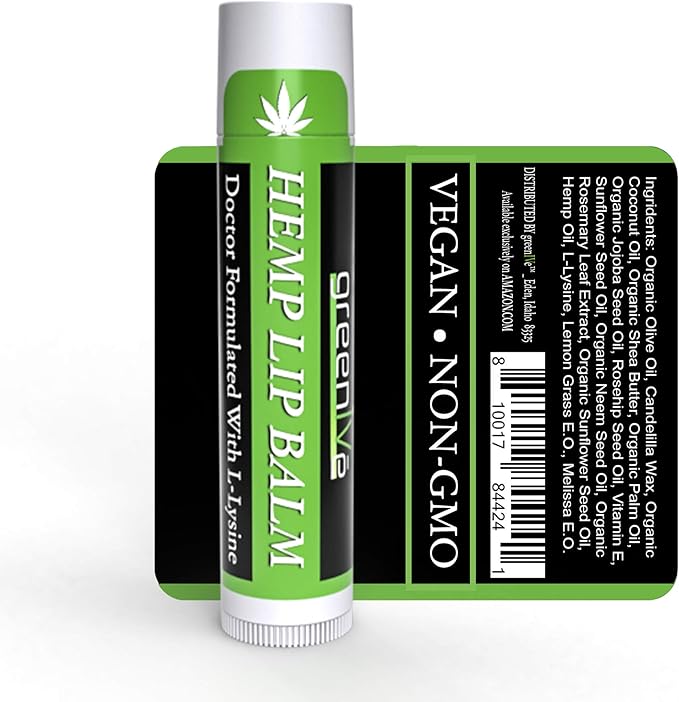 GreenIVe Hemp Lip Balm, Vegan, Omegas 3 & 6, Vitamin E, L-Lysine, Hydrating Handcrafted (3)