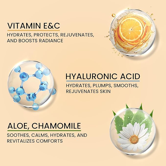 Hydrating Face Moisturizer - Daily Face Cream with Hyaluronic Acid, Vitamin E & C, Chamomile & Aloe for Oily, Acne-Prone, and Sensitive Skin - Vegan, Cruelty-Free, 2 oz
