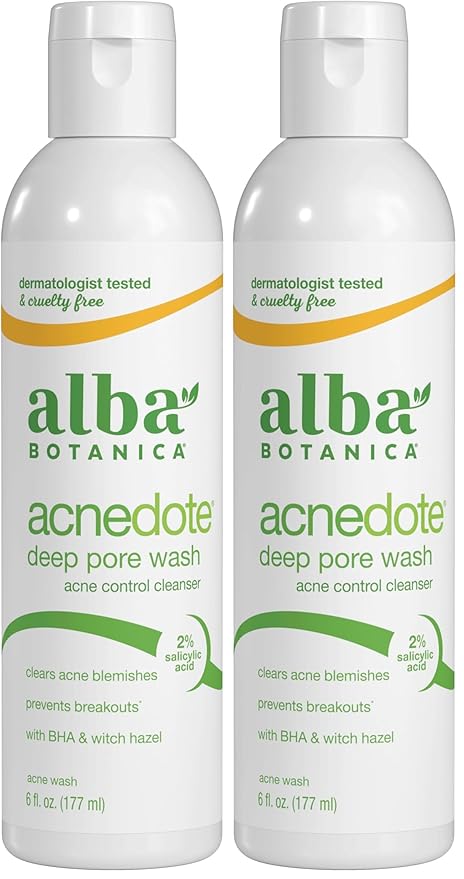 Alba Botanica Acnedote Maximum Strength Deep Pore Wash (Packaging May Vary), 6 Oz (Pack of 2)