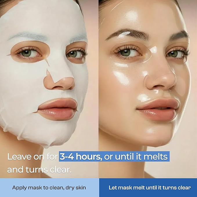Melting Hydrogel Face Mask with Hyaluronic Acid – Deep Hydration & Pore Tightening, Glass Skin Look – Dermatologist Tested, Anti Aging Korean Skin Care, Vegan, Clean Beauty – Pack of 5