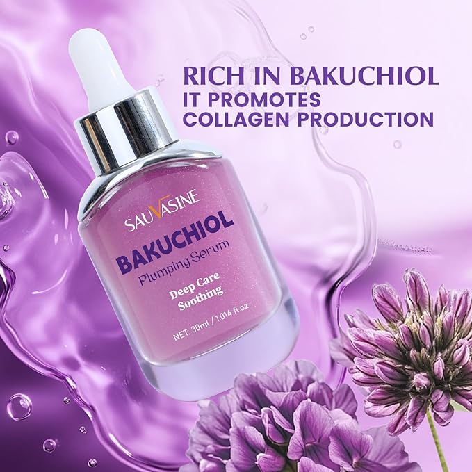 Bakuchiol Plumping Serum for Face, Hydrating Lightweight Essence with Niacinamide, Ceramides & Multi-Peptides, Boosts Skin Barrier, Leaves Smooth & Dewy-Looking Complexion, 1 fl oz