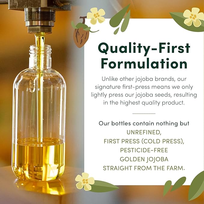 HobaCare Jojoba Baby Oil with Pump Dispenser – 100% Pure Natural Unrefined Unscented Cold-Pressed Jojoba Oil for Baby Hair, Infant Skin, Cradle Care & Body Moisture (4.22 fl oz)