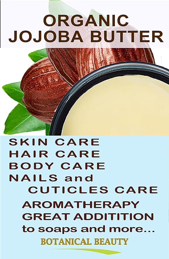 Botanical Beauty JOJOBA OIL BUTTER RAW VIRGIN UNREFINED for Face, Body, Hair, Nails. Dry Skin, Cracked Hands, Eczema, Psoriasis Rashes, Itchiness, Redness (16 Fl Oz)