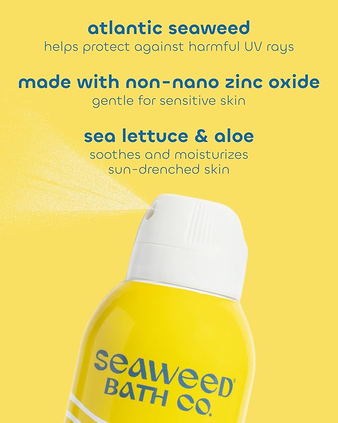 Seaweed Bath Co. Sheer Mineral Sensitive SPF 50 Broad Spectrum Sunscreen Spray - Fragrance Free, Non-Nano, Skin-Friendly Formula - 6 oz (Pack of 2)