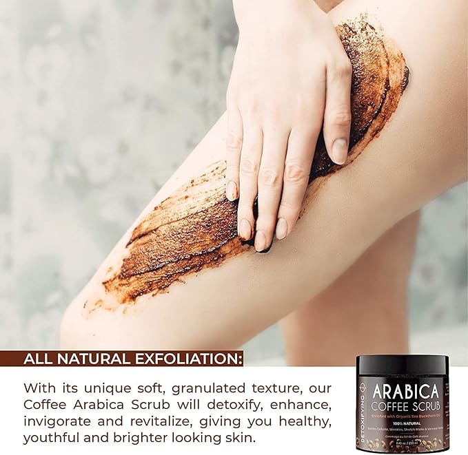 O Naturals Exfoliating Scrub, Natural Dead Sea Salt Deep-Cleansing Face & Body Scrubs. Tones Helps Oily Skin, Dead Skin Remover - Coffee Arabica 8.45oz