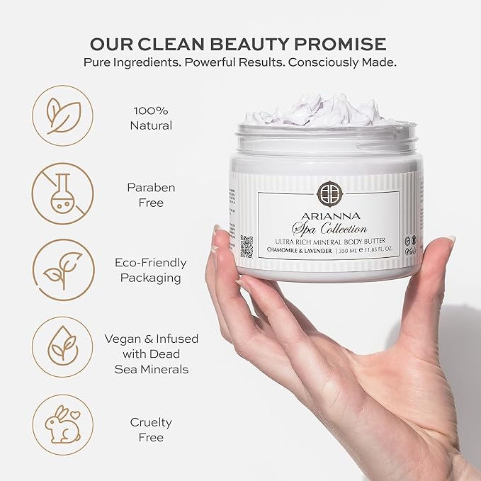 Ultra Rich Mineral Body Butter Dead Sea Body Butter For Dry Skin Repair Rich Vegan Hydrating Moisturizer (Citrus & Forest Fruits)