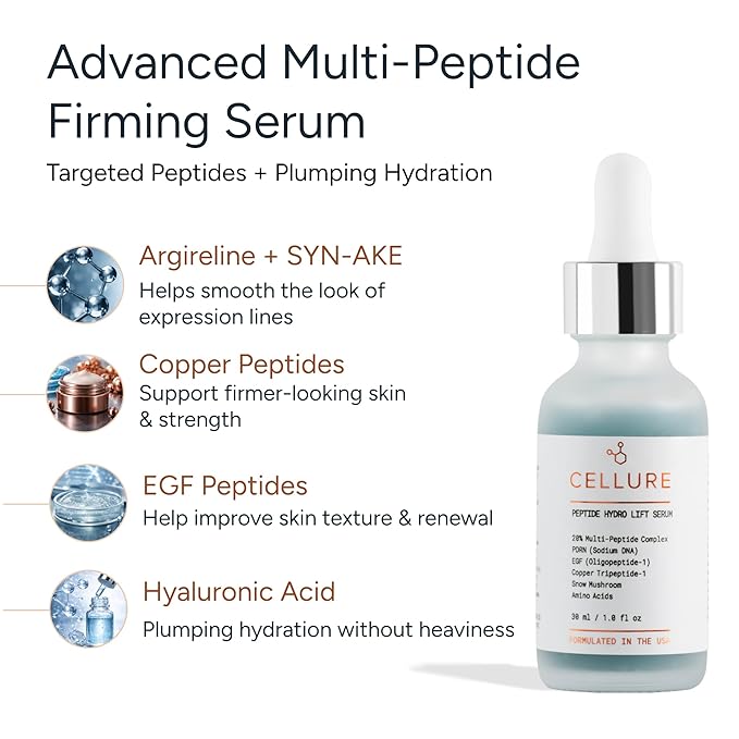 Peptide Hydro Lift Serum – Multi Peptide Firming & Smoothing Face Serum with Copper Peptides & Hyaluronic Acid, 1.0 fl oz (30 mL)