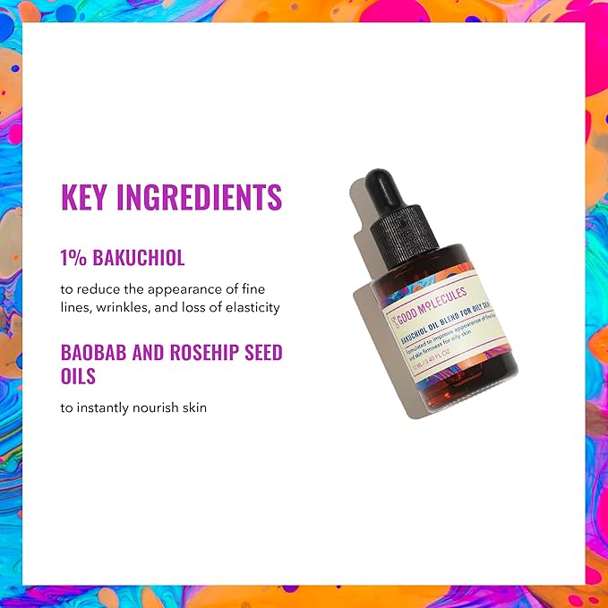 Good Molecules Bakuchiol Oil for Oily Skin - Ultra Hydrating Retinol Alternative Face Oil with Rosehip Oil - Anti-Aging Collagen Boosting Facial Oil - Lightweight Non-Comedogenic Vegan | 1 fl oz