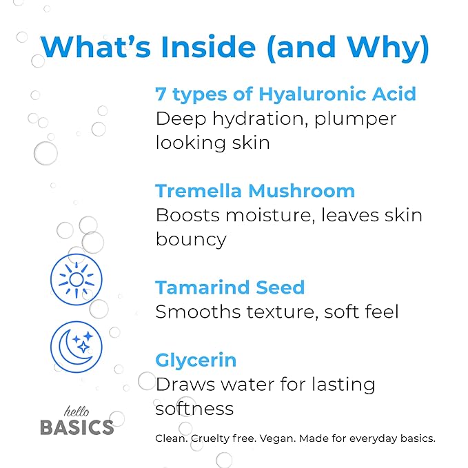 Hyaluronic Acid Facial Serum – Multi-Weight Hydration Blend – Non-Greasy & Plumping – Clean & Vegan – 1 fl oz