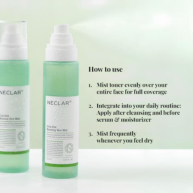 CICA Aloe Hydrating Toner Spray for Face - pH Balanced Calming Facial Mist - Aloe Vera and Centella Asiatica - for Acne Prone and Sensitive Skin - Korean Skincare for Redness, Dryness, Sunburn