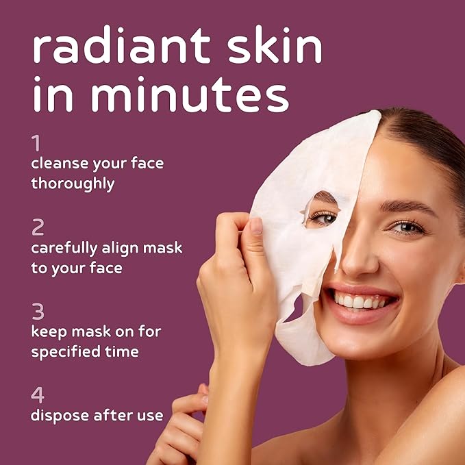 PB & JAY Purenature Facial Mask – Premium Quality Korean Sheet Mask for Smoother-Looking Skin – Korean Collagen Essence Renewal Facemask Sheet (Retinol)