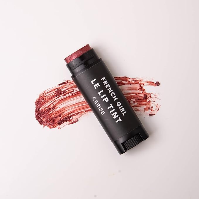 French Girl Le Lip Tint - Moisturizing & Hydrating Lip Balm for Sheer, Buildable Coverage & Shine, Clean Formula, Organic Ingredients, Vegan & Cruelty-Free - Cerise