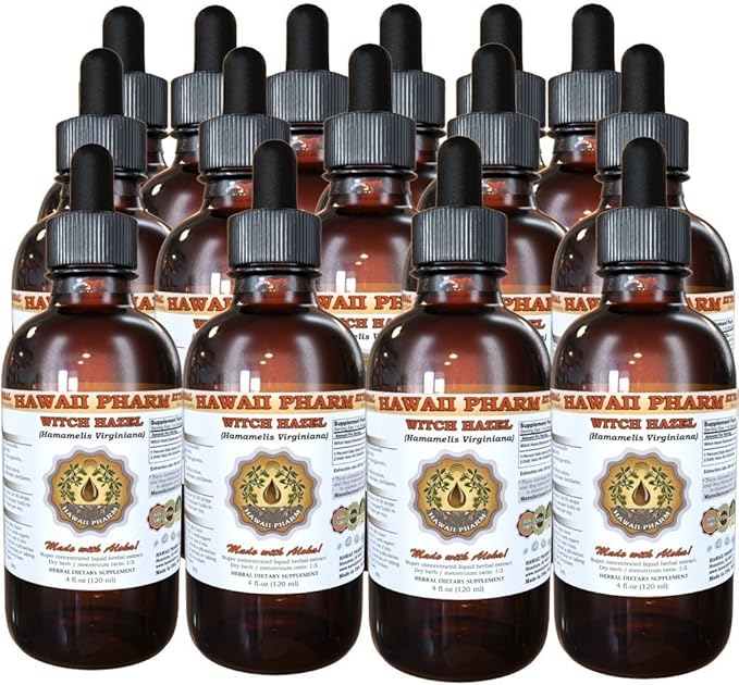 Witch Hazel Liquid Extract, Witch Hazel (Hamamelis Virginiana) Tincture, Herbal Supplement, Hawaii Pharm, Made in USA, 15x4 fl.oz