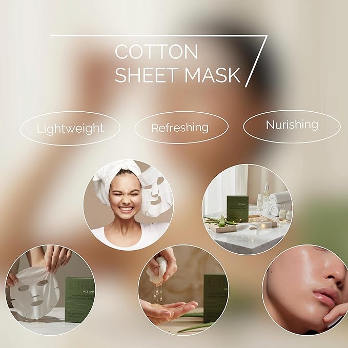 Soothing Aloe Vera Face Mask for Sensitive Skin - 5pk Calming Sheet Masks for Rosacea & Hydration - Centella & Cica Infused Moisturizing Face Masks - Deeply Hydrating Skin Care