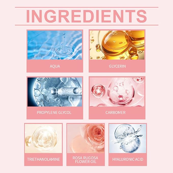 Pink Peptide Facial Serum, Rose Facial Moisturizing Serum, Moisturizes and Nourishes, Firms and Lifts Skin, Improves Skin Elasticity, Reduces Wrinkles and Fine Lines, Improves Skin Texture, 1 Fl.Oz