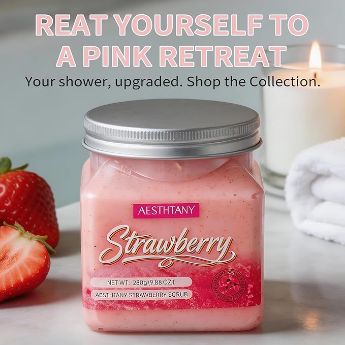 strawberry Body Scrub & Body Scrub Moisturizing and Exfoliating Body, Face, Hand, Foot Scrub,Deep Cleansing (280g, strawberry)