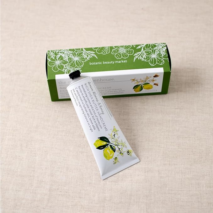 The Cottage Greenhouse Lemon Blooms & Honey Handcreme, 4 oz., Hand Lotion for Women, Hand Cream for Dry Cracked Hands, Moisturizing Hand Cream, Shea Butter Lotion, Paraben Free and Vegan