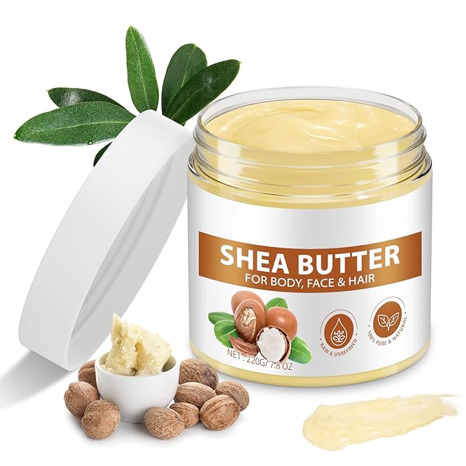 African Raw Shea Butter, Pure Unrefined Shea Butter Cream for Skin & Hair, Deep Moisturizer & Helps Protect Dry Skin(1 Pack)