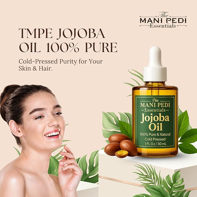 TMPE 100% Pure Jojoba Oil, Cold Pressed, Non-Comedogenic Moisturizing Oil for Hair, Face, Skin & Nails - 1 fl oz