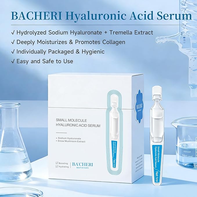 Hyaluronic Acid Serum – Ultra Hydrating Serum for Plumper Skin Daily Pre-Makeup Skincare Not Sticky Hyaluronic Acid Ampoules, Suitable for Dry & Sensitive Skin Single-Use 30PCS