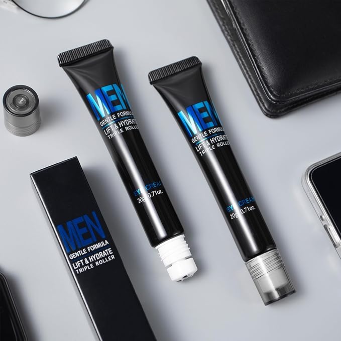Men's Lift & Hydrate Triple Roller Eye Cream, Multi-Effect Correxion Eye Cream, Gentle Formula, Improve Dark Circles Eye Bags Under Eye Cream for Fine Wrinkles & Puffiness Treatment