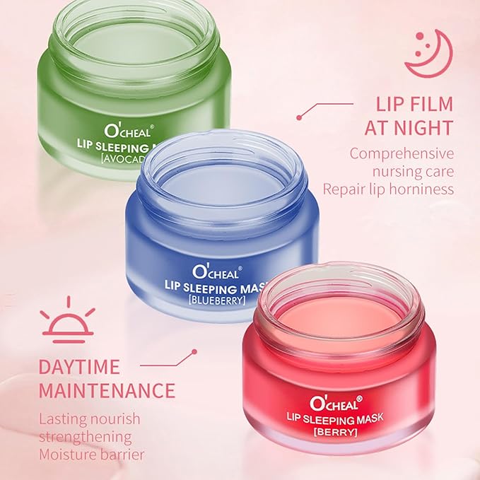 MEICOLY Nourish Hydrating Lip Sleeping Mask,Lip Mask Overnight,Intense Hydration Night Sleep Lip Mask,Lip Balm for Restore,Hydrate Dry Chapped Lips,Berry,0.7oz