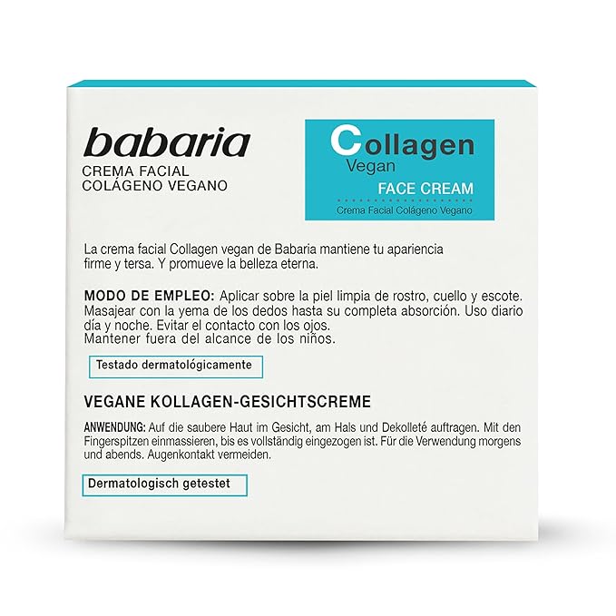 Babaria Collagen Vegan Anti Aging Moisturizer Face Cream - Plants Based Face Moisturizer for Skin Rejuvenation - 1.7 oz