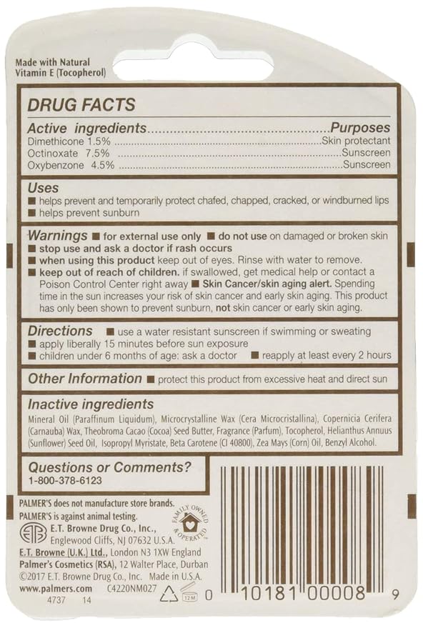 E.T. BROWNE Palmers Cocoa Butter Formula Lip Balm, 0.15 Ounce (Pack of 24)